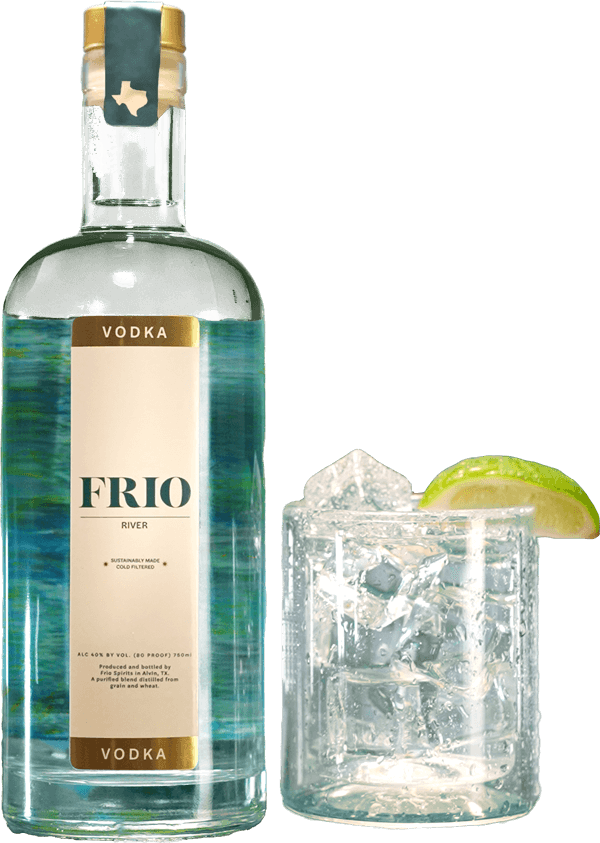 Frio River Vodka Bottle with Cocktail